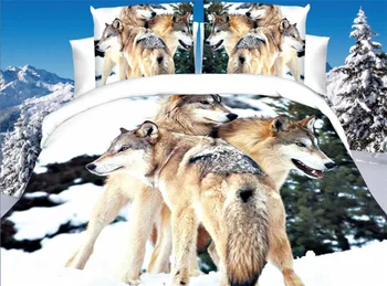 

BEST.WENSD 3D animal beddings European/American style Home textiles duvet cover king size Wolf /Leopard / lion /Tiger bedclothes