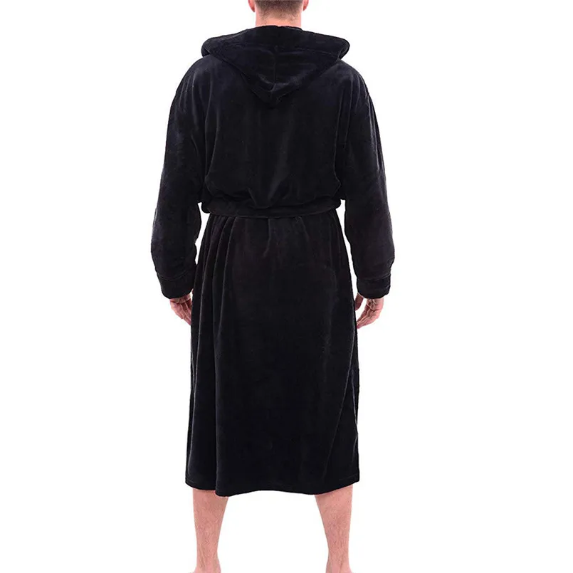 Модная повседневная мужская зимняя удлиненная плюшевая шаль, халат, домашняя одежда, халат с длинными рукавами, плюшевое теплое мужское пальто, Ночная одежда