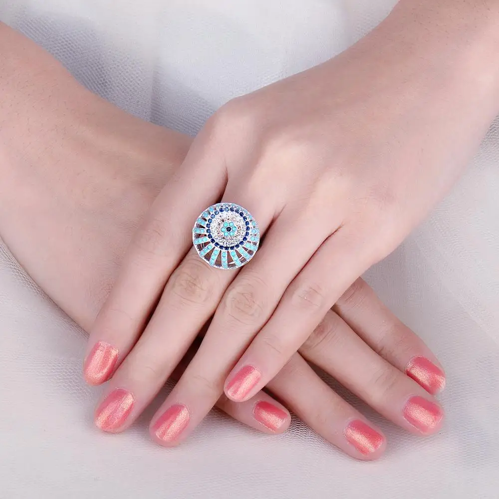 Goedkoop Jewelrypalace Bohemian Boho Gesimuleerde Turquoise Ring 925 Sterling Zilveren Ringen Voor Vrouwen Party Cocktail Ring Zilver 925 Sieraden