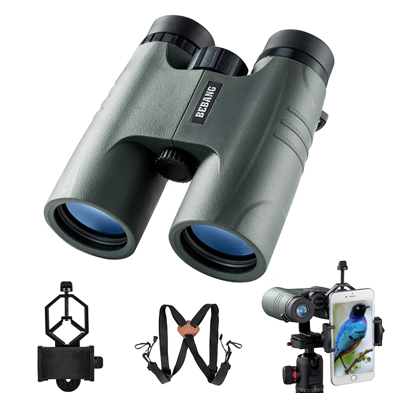 

BEBANG 10x42 Binoculars Hunting Telescope for Birdwatching Jumelles Telescopio Concert Hiking BAK4 Roof Prism Optics Adults Gift