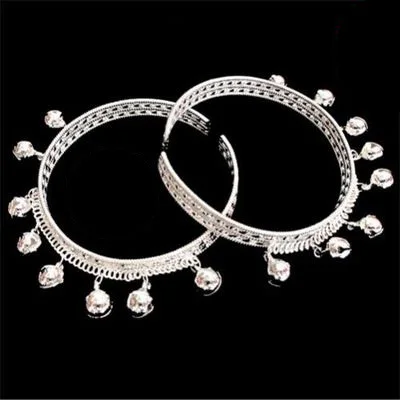 

Collection China Tibetan Miao silver Carved Dance bell seedling silver bracelet foot ring stage shipping free