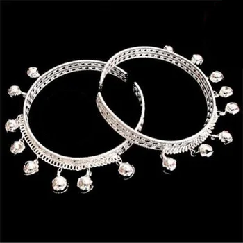 

Collection China Tibetan Miao silver Carved Dance bell seedling silver bracelet foot ring stage shipping free