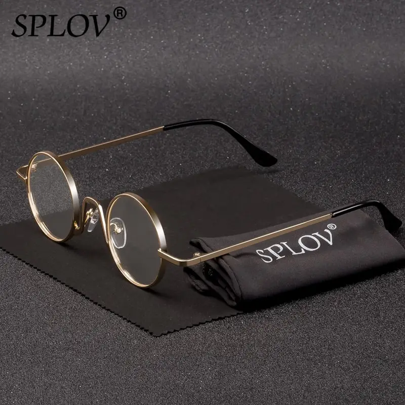 SPLOV Винтаж рэп солнцезащитные очки Для мужчин Для женщин пара в стиле панк в стиле хип-хоп, маленькие круглые металлические рамки ретро тёмные очки Gafas De Sol без чехол