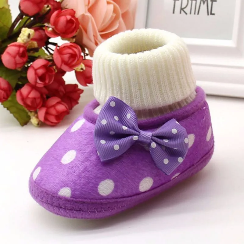 Мягкий и теплый детский обувь новорожденного, галстук-бабочка для девочек, флисовые зимние ботинки ботиночки белые туфли в стиле «Принцесса» LM58 новое поступление