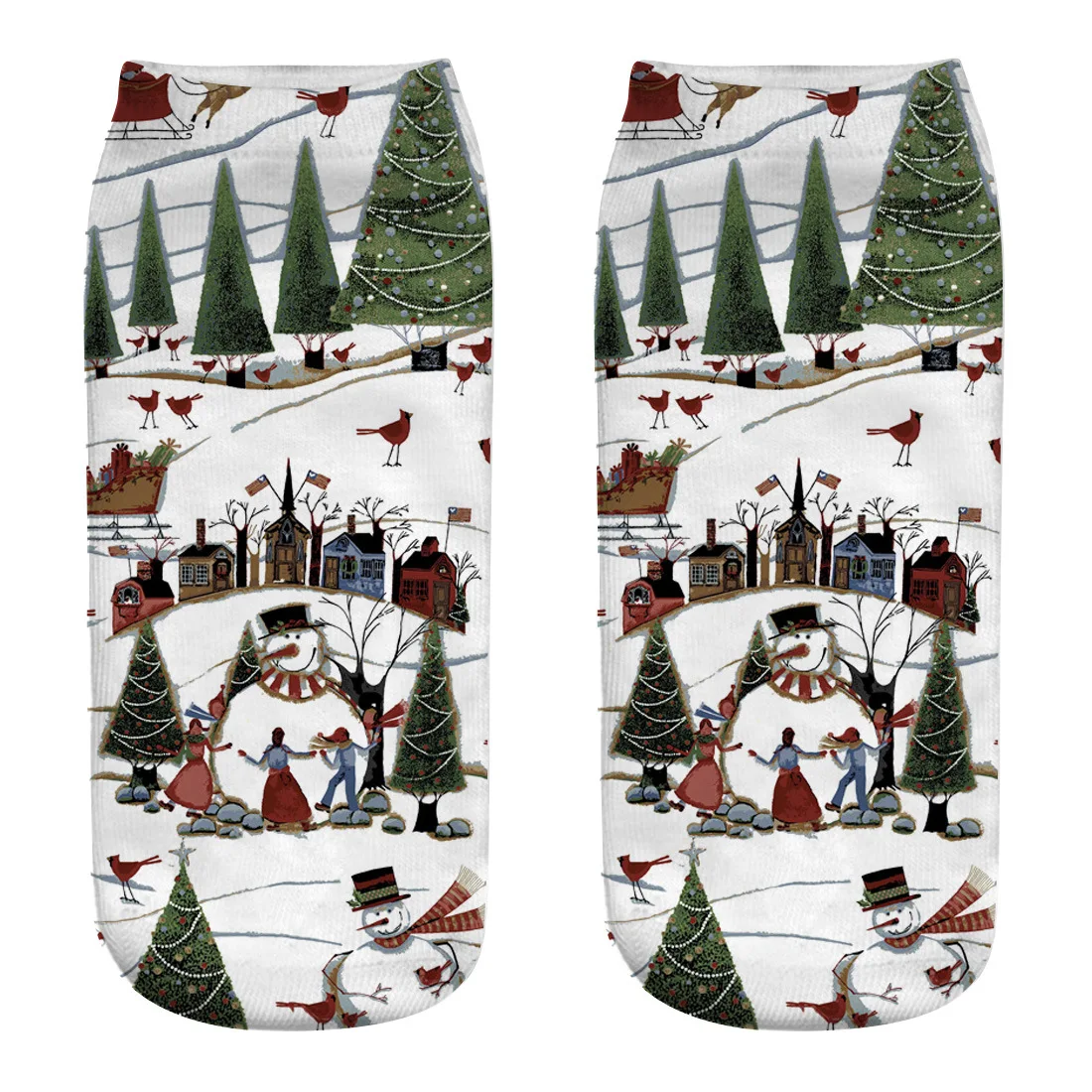 Новые рождественские носки из полиэстера для бега, женские милые носки с 3d принтом