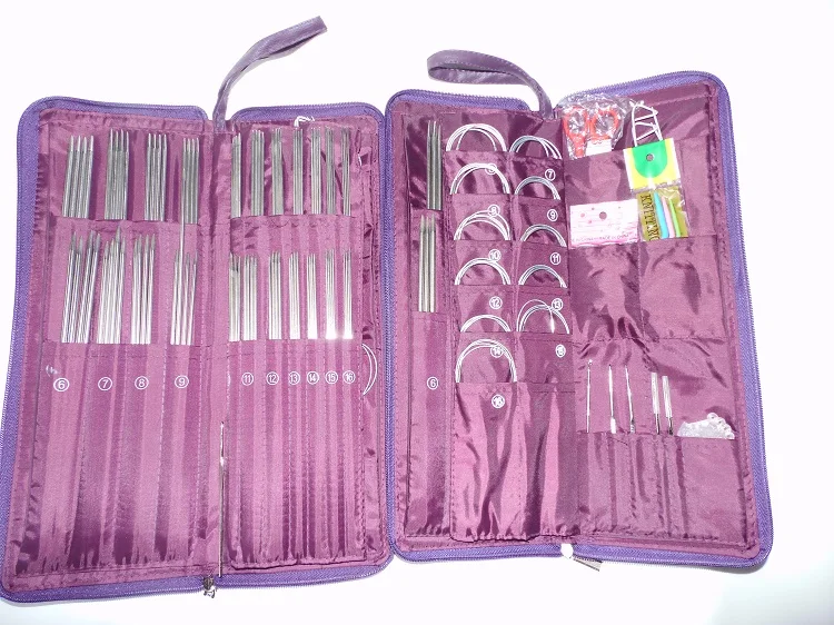 

Straight Knitting Ring Needles Set Stainless Steel Straight Circular Knitting Needles Crochet Hook DIY Knitting Tool Weave Set