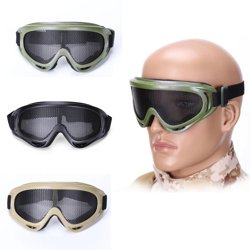 

Anti-Fog CS Eyeglasses Tactical Anti Fog Metal Mesh Big Goggles Eye Safety Protection Glasses For Airsoft Desert