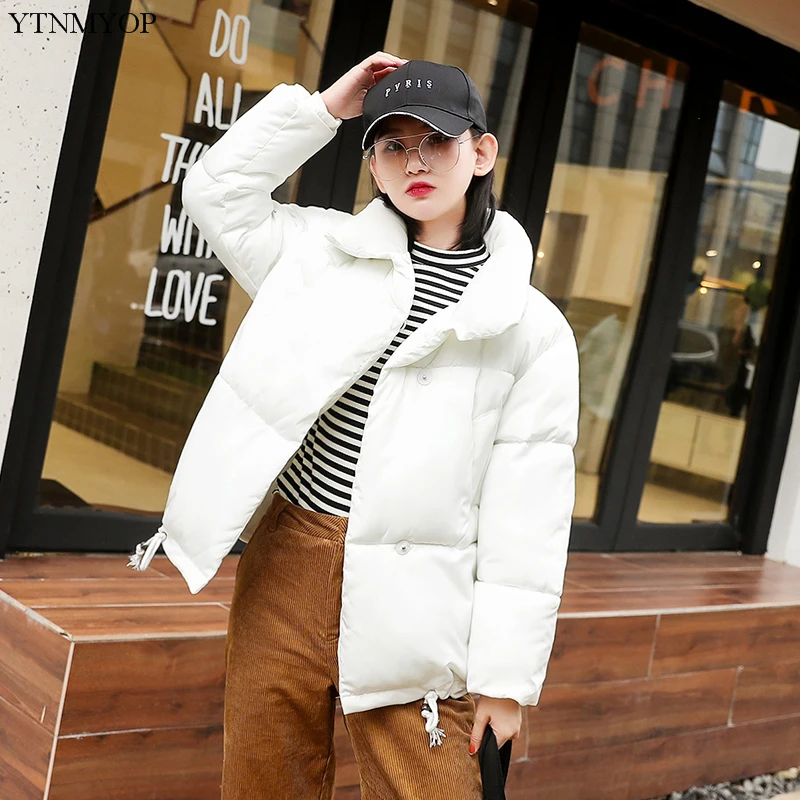 

YTNMYOP 2019 New Casual Winter Coat Women Short Cotton Padded Jacket Outwear Solid Loose Wadded Coat Thick Warm Female Jacket Winter Ladies Clothing