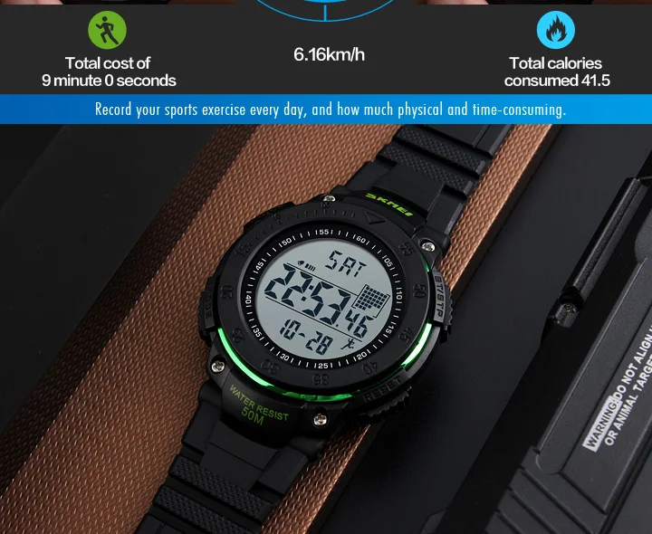 Новая жизнь Мода Шагомер в повседневном стиле калорий светодио дный цифровые часы Для мужчин Водонепроницаемый Открытый спортивные часы