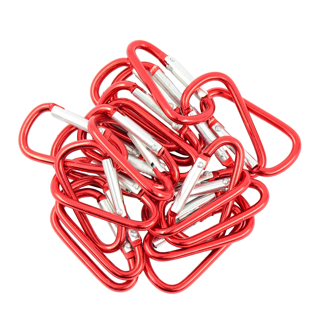 

20pcs Buckle Carabiner D Ring Keychain Clip Snap Spring Hook for Outdoor Safety Climbing Equipment Accessories Red