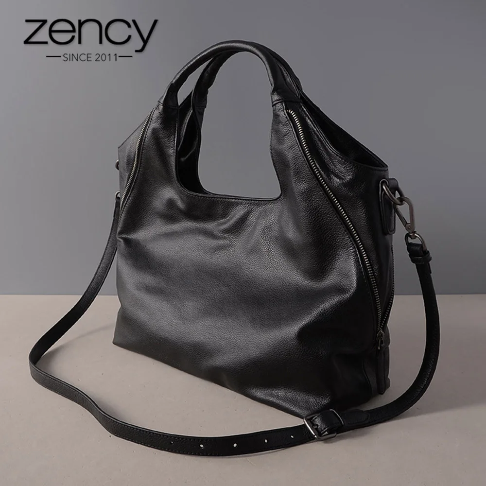 Zency 100 Real Leather Fashion Women Tote Bag Mature Handbags Half