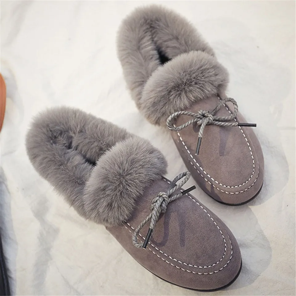 LIN KING/Новинка; теплые женские лоферы на меху; удобная зимняя повседневная обувь; милая обувь на плоской подошве с бантом; хлопковая обувь; нескользящая обувь для беременных женщин