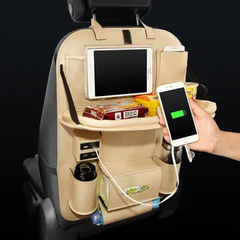 

1pcs Car seat storage bag Leather Hanging ba Multifunction Auto storage box with 3 or 4 USB interface can charge your phone