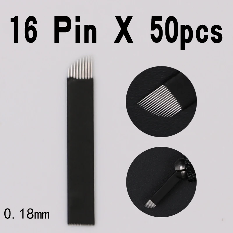 16 pins 0.18 mm Permanent Makeup Manual Eyebrow Tattoo Needles Blade For 3D Embroidery Microblading Pen Machine | Красота и здоровье
