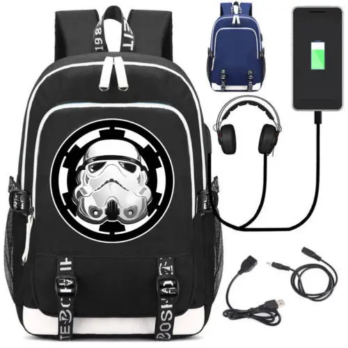 StarWars серия школьный рюкзак USB зарядка интерфейс ноутбук дорожная сумка через