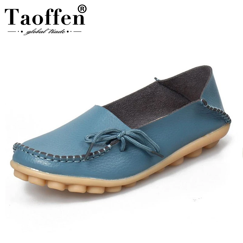 Taoffen/2019 новые женские туфли из натуральной кожи на плоской подошве лоферы без