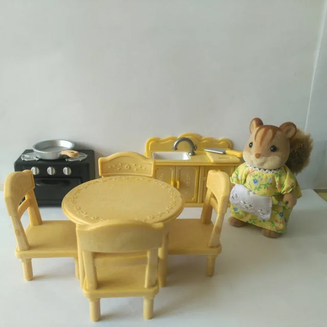 Special Price suit for Sylvanian Family figure 1:12 doll house dining room kitchen desk set mini furniture DIY pretend toy Christmas gift Special Price suit for Sylvanian Family figure 1:12 doll house dining room kitchen desk set mini furniture DIY pretend toy Christmas gift