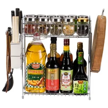 Кухня стеллажи для выставки товаров посадки Металл 2 слоя приправа приправы стойку стеллаж для хранения мульти-функциональные предметы Кухня поставки Lu41914