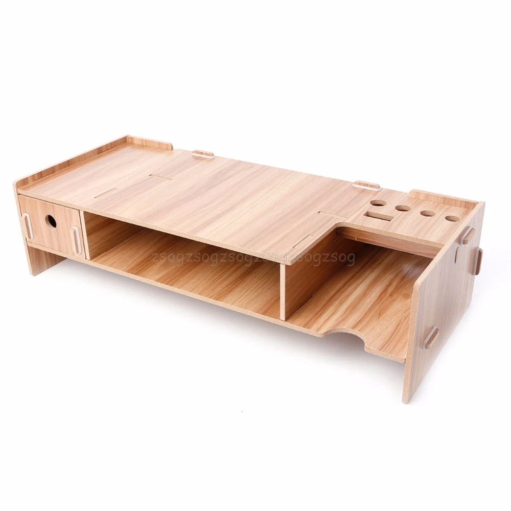 

Wooden Desktop Monitor Riser TV Stand Holder Over Keyboard Desk Organizer Storage Space For Computer Laptop F21 19 Dropship