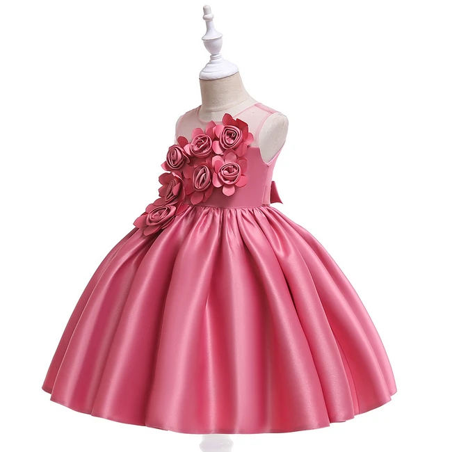 Атласное блестящее детское платье с аппликацией для девочек детское торжественное платье принцессы на день рождения и свадьбу Бальные платья для 6, 8, 10, 12 лет