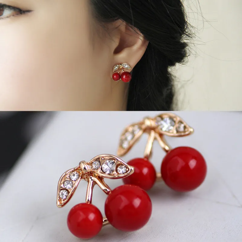 Горячая Распродажа, модные простые красные серьги-вишенки, элегантные сексуальные милые серьги-гвоздики с красной вишней для девушек, новые свадебные украшения, подарки