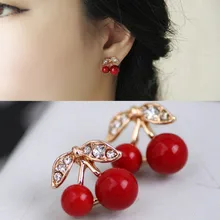 Горячая Распродажа, модные простые красные серьги-вишенки, элегантные сексуальные милые серьги-гвоздики с красной вишней для девушек, новые свадебные украшения, подарки