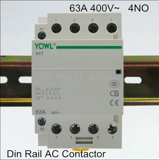 4P 63A 220 V/230 V 400V~ 50/60 Гц 35 мм Din rail модульный контактор переменного тока; для дома; домашняя Толстая контактор переменного тока 4NO