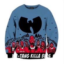 Толстовка Wu Tang Clan с 3D принтом и круглым вырезом в стиле Харадзюку, толстовка с капюшоном, дизайнерский пуловер для уличных тренировок