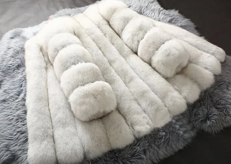 Меховое пальто FHILLINUO зимние теплые меховые из искусственного лисьего меха