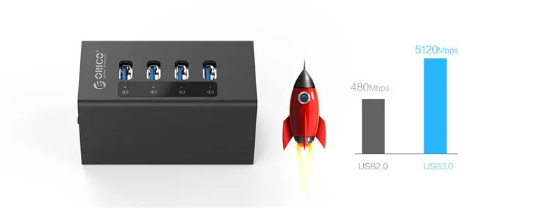 Alumínio de Alta Hub com Porta de Alimentação Orico Velocidade Hub Múltipla Porta Usb3.0 Computador Universal Um-para-quatro Adaptador A3h4 Usb 3.0 3 High Quality Computador e Escritório