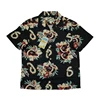 BOB DONG Steampunk Guitar Floral Print Casual Hawaiian Shirts Reggae Aloha Black 1