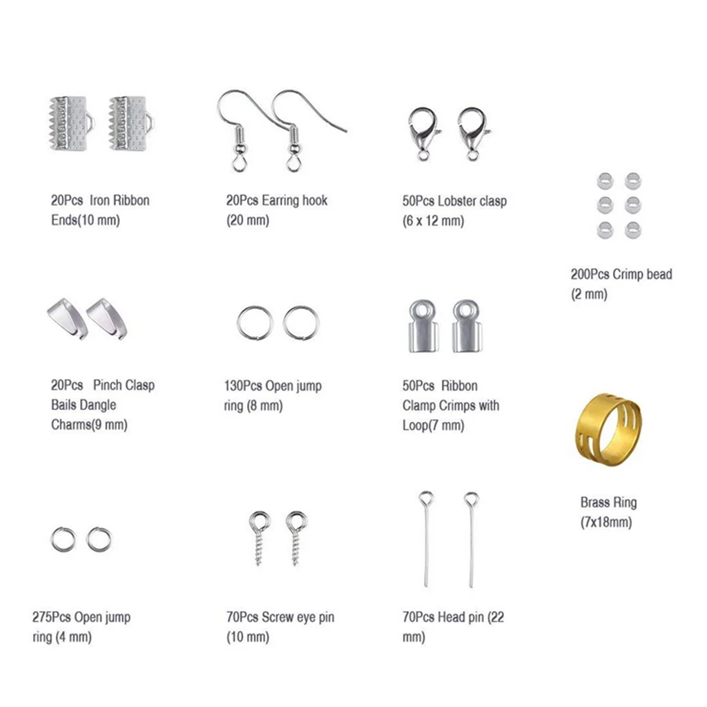 10 Grids/Box  Jewelry Findings Starter Kit Jewellery Beading Making Repair Tools Set Pliers Jewelry Tools