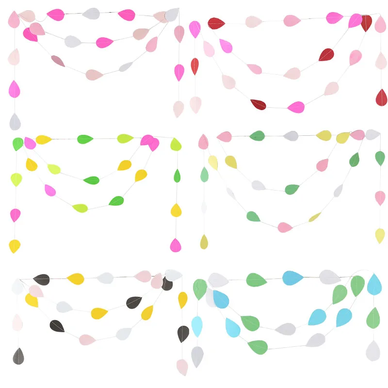2m String Streamers Confetti 3*5cm Raindrop Paper Garland Hanging
