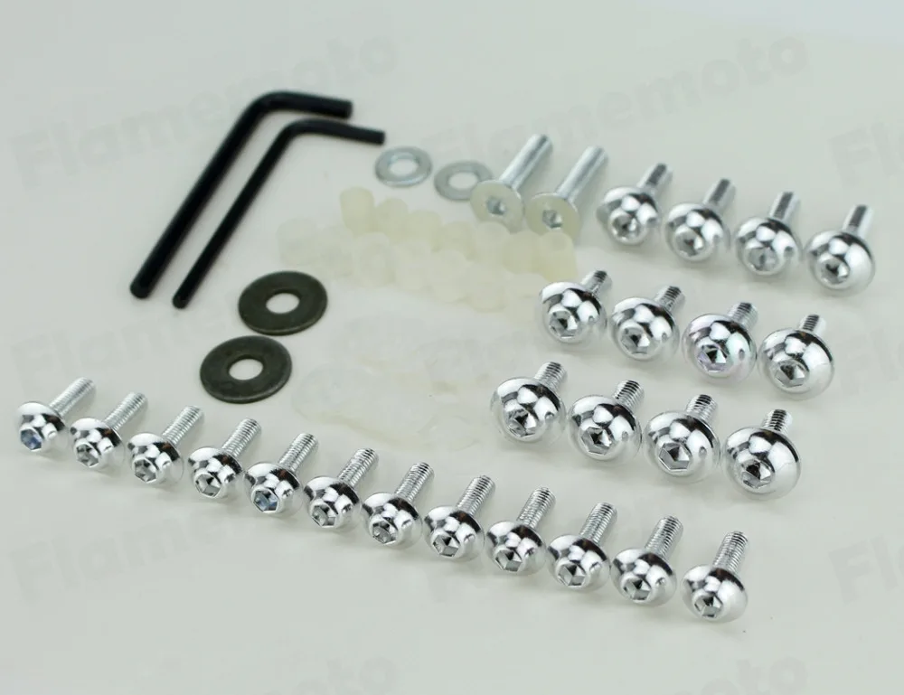 Chrome Motorcycle Parts Fairing Bolts Aluminum Screw Bolts Mount Kit