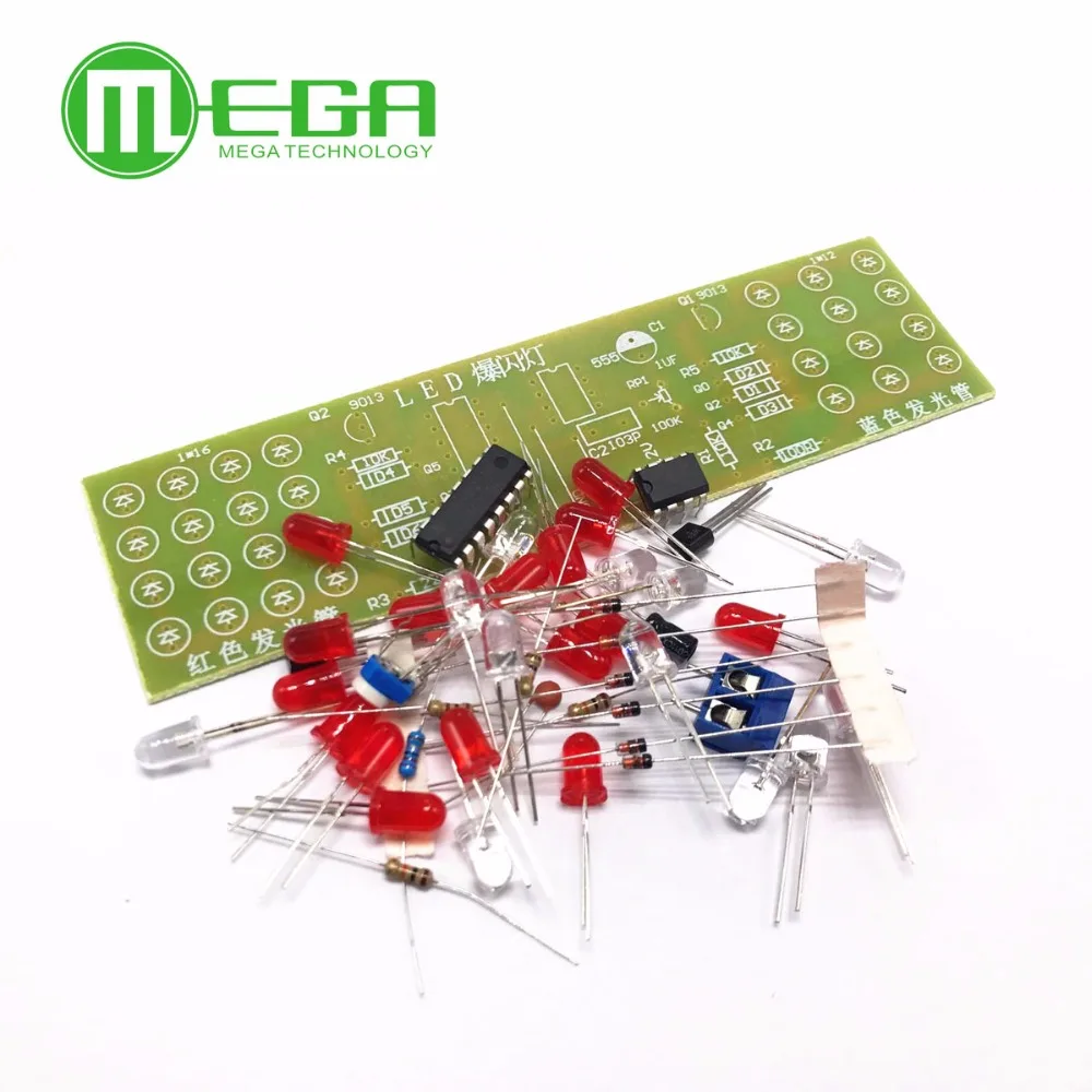 

1pcs NE555 + CD4017 Red Blue Double Color Flashing Lights Board Kit StrobePractice Learning DIY Kits Electronic Suite Module