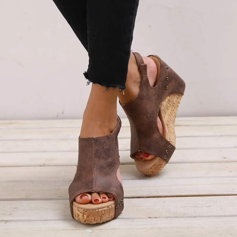 

Women Sandals Platform Sandals Wedges Shoes For Women Heels Sandalia Summer Shoes Leather Wedge Heels Sandals plus size 35-43