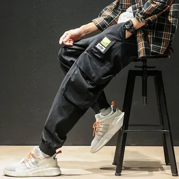 

Sweatpants Hombre Casual Solid Cargo Pants New Fashion Plus Size M-5XL Men Harem Hip Pop Side Pocket Streetwear Pants Trousers