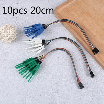

10pcs 20cm High Efficiency Test Hook Clip Logic Analyzer Cable Gripper Probe Test Clamp Kit Yellow/Black/Green 10 pin