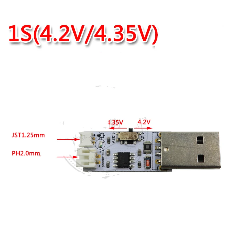 

Kingkong LDARC 1-way 1S 4.2V/4.35V High Voltage Battery USB Charger 1.25/2.0MM Port Charging Adapter For RC Drone Parts