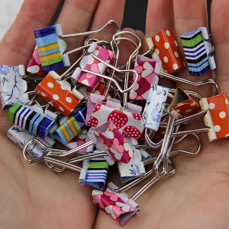 Buy 6pcs Small Size 38mm Printed Metal Binder Clips