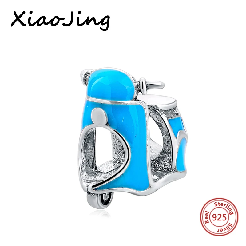 

2017 Summer Vintage Blue Enamel Toy Cute Car Bead fits Pandora DIY Bracelets & Necklace 925 Sterling Silver Jewelry Gift