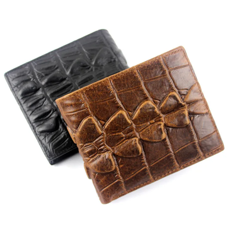 Genuine Leather Men Wallets Crocodile Pattern Short Purses Folding Business Man Portable Male Credit Card Bags Holder | Багаж и сумки
