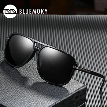 

BLUEMOKY Pilot Square Sun Glasses for Men Polarized Driving Black Sunglasses Ladies Sports Goggle UV400 Polaroid Shades Eyewear