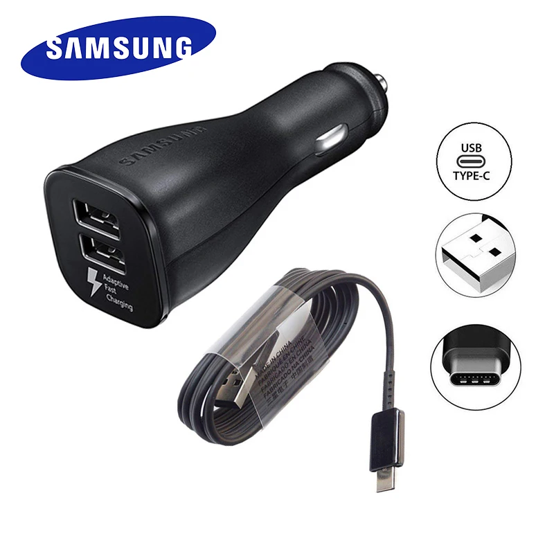 

Original Car Charger Dual USB Port Micro/Type C Data Cable Line Adaptive Fast Adapter For Galaxy S6 S7 Edge S10 S9 Plus note 8 9