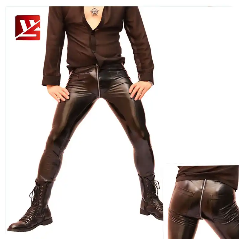 mens low rise leather pants