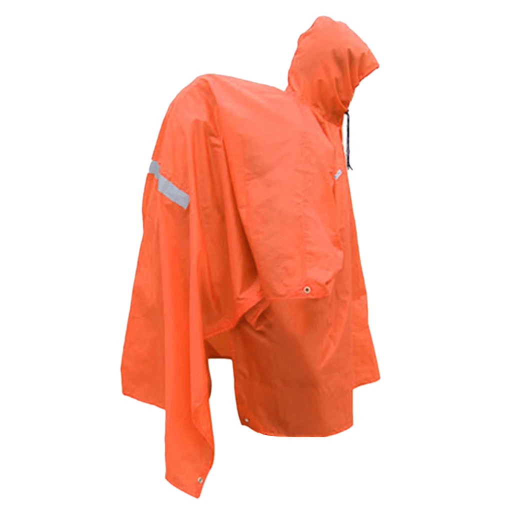 

3 in 1 Multifunctional Raincoat Rain Poncho Backpack Cover Awning Orange for Camping Hiking