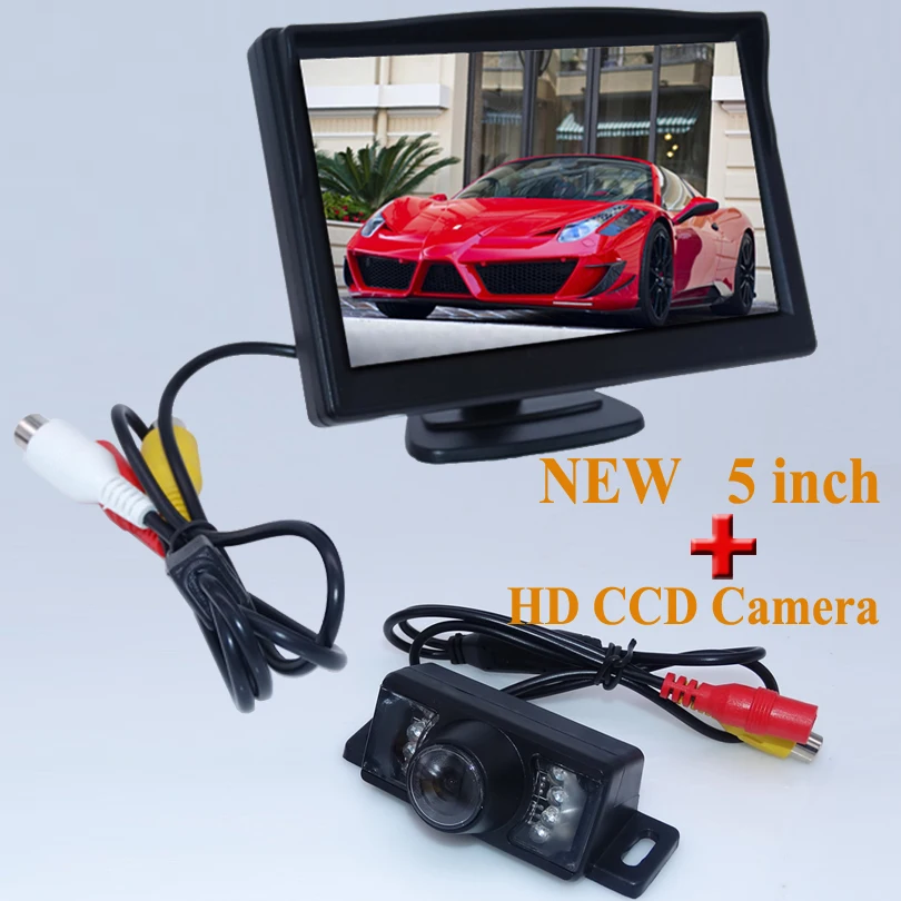 HD Parking Monitors LED Night Vision Auto Reverse Backup CCD Vehicle Camera With 5 inch font