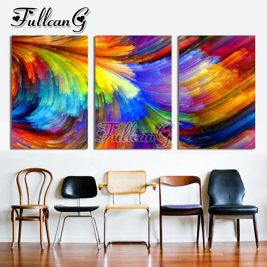 

FULLCANG colorful cloud triptych diamond painting mosaic cross stitch diy diamond embroidery full square Rhinestone kits G605