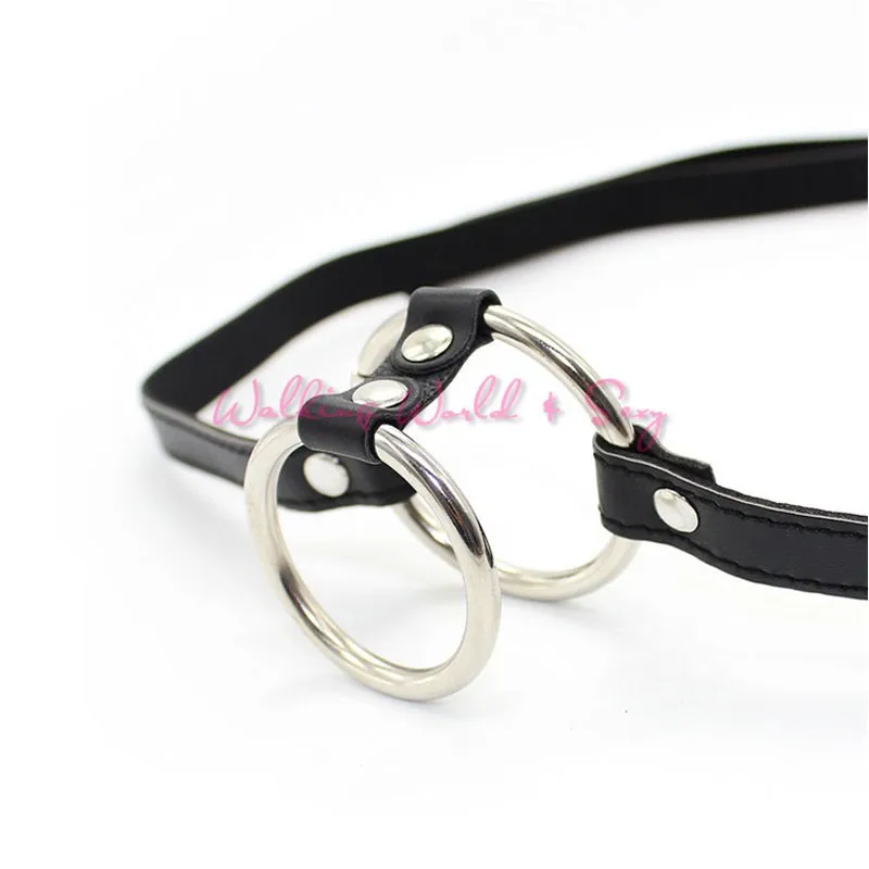  Male Metal Penis Rings With Pu Leather Strape Belt Double Cock Rings Chastity Device Sex Ring Sex Products For Men Cockrings (3)