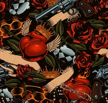 

crown Old School Tattoo backgrounds Vinyl cloth High quality Computer print wall photo backdrop